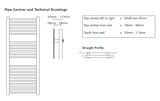 Argyll Straight Towel Rail - 800mm H x 500mm W