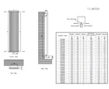 Tilbrook Vertical Radiator - 1800mm H x 506mm W