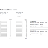 Lanark Curved Towel Rail - 1200mm H x 500mm W